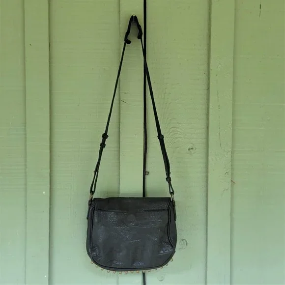 ALEXANDER WANG Lia Black Leather Studded Flap Messenger Bag